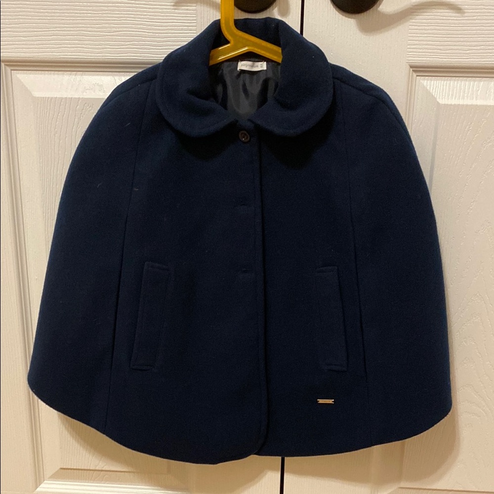 Girls Navy Blue Cape Coat from Europe